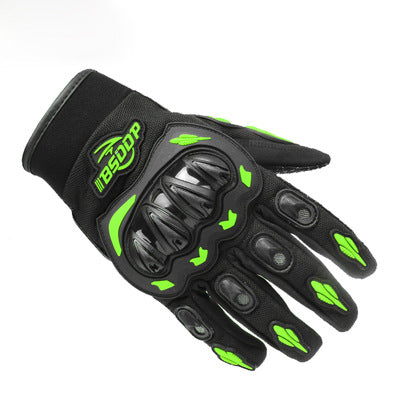 Guantes de moto verdes con carcasa rígida