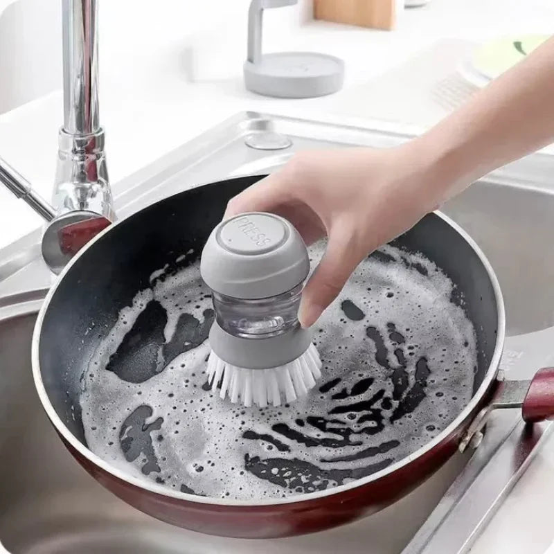 Cepillo de cocina con dispensador de jabon y soporte